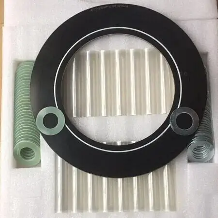 VCS flange insulation gasket kit components showing insulation gasket, washers, sleeves and PTFE sealing ring